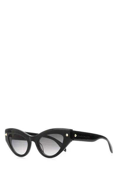 ALEXANDER MCQUEEN BLACK ACETATE SPIKE STUDS SUNGLASSES