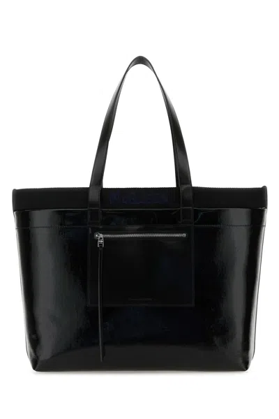 ALEXANDER MCQUEEN BLACK CANVAS SHOPPING BAG