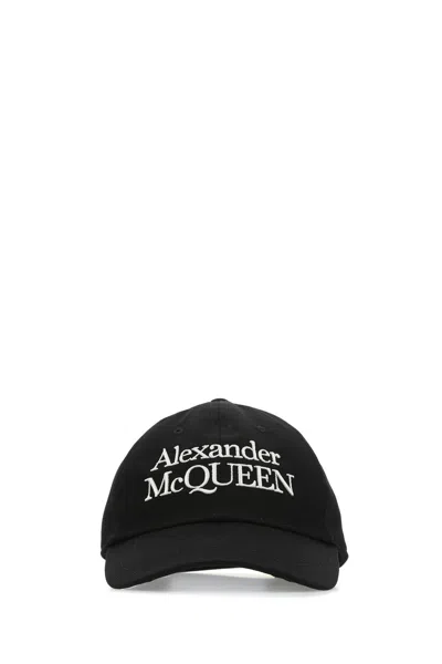 ALEXANDER MCQUEEN BLACK COTTON HAT