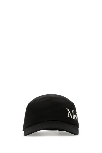 ALEXANDER MCQUEEN BLACK GABARDINE BASEBALL CAP