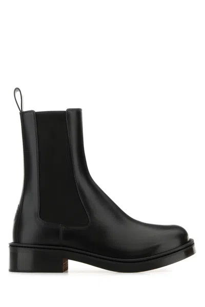 ALEXANDER MCQUEEN BLACK LEATHER ANKLE BOOTS