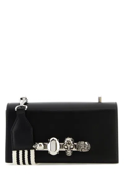 ALEXANDER MCQUEEN BLACK LEATHER THE KNUCKLE SATCHEL CROSSBODY BAG