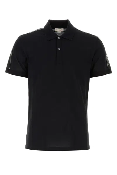 ALEXANDER MCQUEEN BLACK PIQUET POLO SHIRT