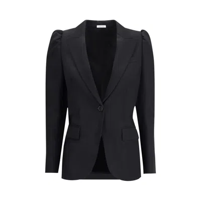 ALEXANDER MCQUEEN BLACK SINGLE-BREASTED JACKET