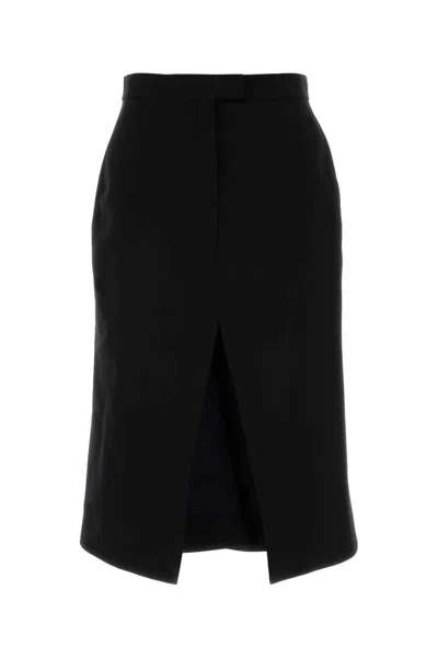 ALEXANDER MCQUEEN BLACK STRETCH WOOL SKIRT