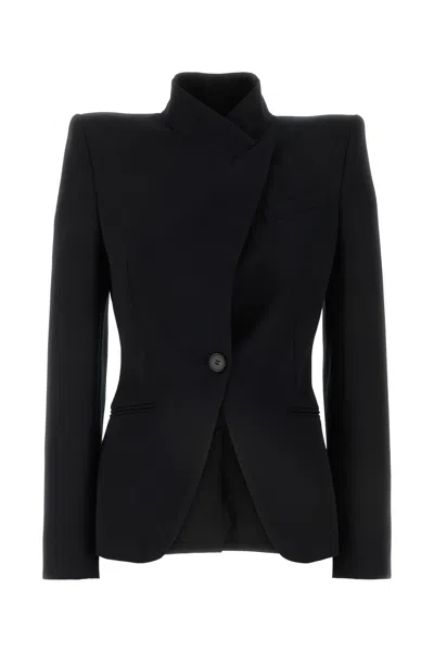 ALEXANDER MCQUEEN BLACK WOOL BLAZER