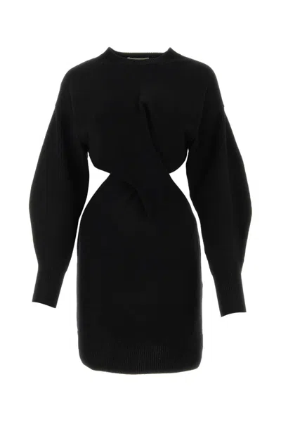 ALEXANDER MCQUEEN WOMEN BLACK WOOL BLEND DRESS, L LUXURY DRESSES FOR WOMEN DARVEYS