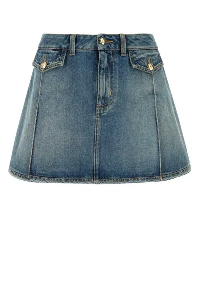 ALEXANDER MCQUEEN WOMEN BLUE DENIM MINI SKIRT, 26 LUXURY SKIRTS FOR WOMEN DARVEYS