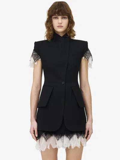 ALEXANDER MCQUEEN COBWEB LACE SLEEVELESS JACKET