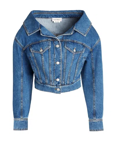 ALEXANDER MCQUEEN ALEXANDER MCQUEEN CROPPED DENIM JACKET