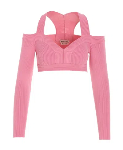 ALEXANDER MCQUEEN ALEXANDER MCQUEEN CUT-OUT DETAILED CROPPED TOP