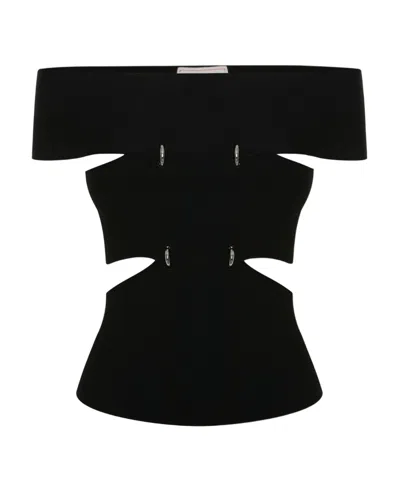 ALEXANDER MCQUEEN ALEXANDER MCQUEEN CUT-OUT OFF-SHOULDER STRETCH TOP