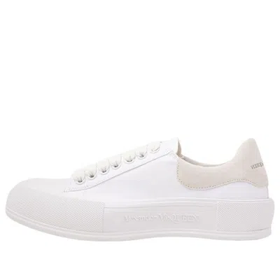 ALEXANDER MCQUEEN Alexander McQueen Deck Plimsoll Lace-Up Trainers 'White Beige'
