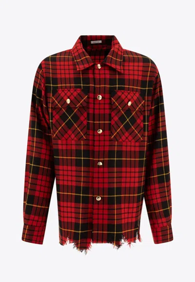 ALEXANDER MCQUEEN DISTRESSED TARTAN OVERSHIRT