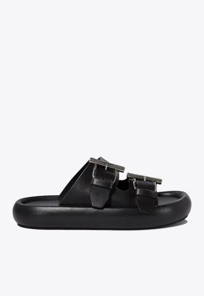 ALEXANDER MCQUEEN DOUBLE-STRAP SANDALS IN LEATHER