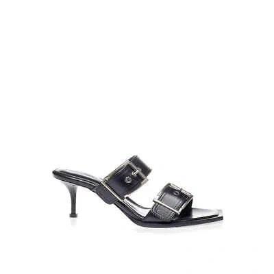 ALEXANDER MCQUEEN ALEXANDER MCQUEEN ELEVATE YOUR STEPS IN TIMELESS BLACK LEATHER SANDALS