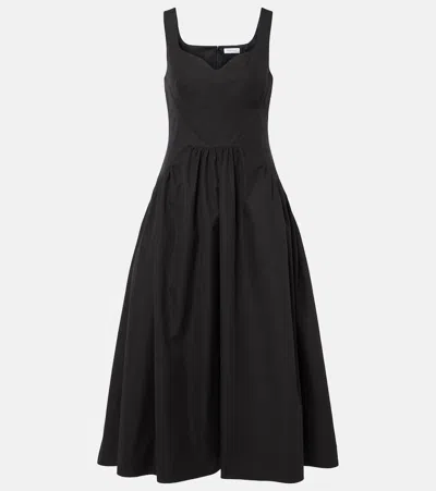ALEXANDER MCQUEEN GATHERED COTTON MIDI DRESS