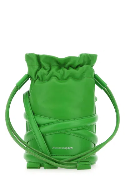 ALEXANDER MCQUEEN GRASS GREEN LEATHER BUCKET BAG