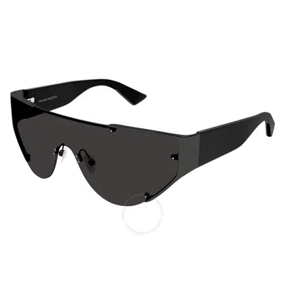 ALEXANDER MCQUEEN ALEXANDER MCQUEEN GRAY SHIELD UNISEX SUNGLASSES AM0447S 001 99