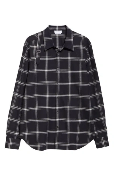 ALEXANDER MCQUEEN ALEXANDER MCQUEEN HARNESS PLAID COTTON FLANNEL BUTTON-UP SHIRT