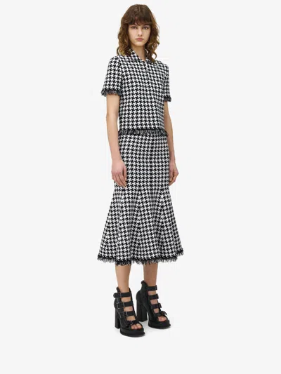 ALEXANDER MCQUEEN HOUNDSTOOTH MIDI SKIRT