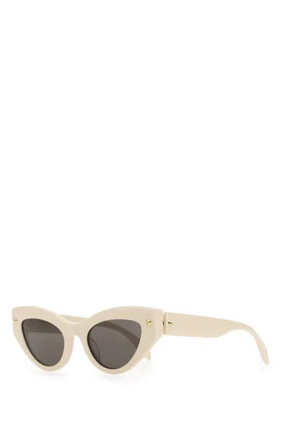 ALEXANDER MCQUEEN IVORY ACETATE SPIKE STUDS SUNGLASSES