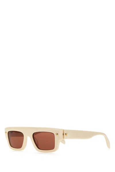 ALEXANDER MCQUEEN IVORY ACETATE SUNGLASSES