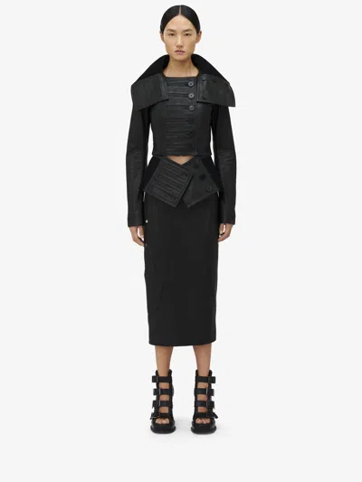 ALEXANDER MCQUEEN LEATHER PENCIL SKIRT