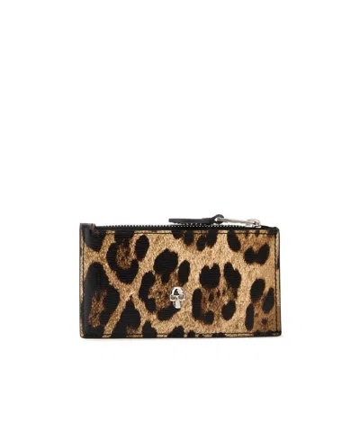 ALEXANDER MCQUEEN ALEXANDER MCQUEEN LEOPARD PRINTED ZIPPRF CARD HOLDER