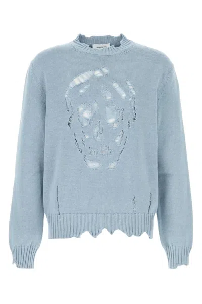 ALEXANDER MCQUEEN MEN LIGHT-BLUE COTTON SWEATER, M LUXURY SWEATERS & KNITWEAR FOR MEN DARVEYS