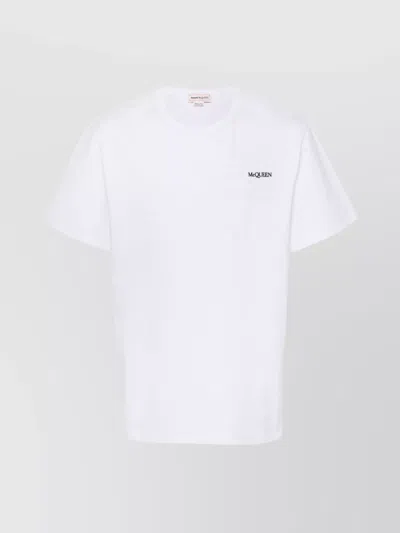 ALEXANDER MCQUEEN LOGO COTTON JERSEY T-SHIRT WITH ROUND NECK