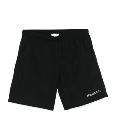 ALEXANDER MCQUEEN ALEXANDER MCQUEEN LOGO-EMBROIDERED ELASTICATED WAISTBAND SWIM SHORTS