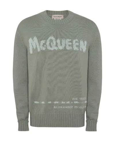 ALEXANDER MCQUEEN ALEXANDER MCQUEEN GRAFFITI LOGO INTARSIA KNITTED JUMPER