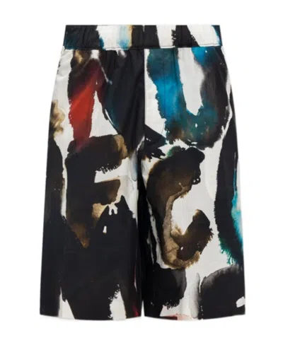 ALEXANDER MCQUEEN ALEXANDER MCQUEEN WATERCOLOUR GRAFFITI PRINTED SHORTS
