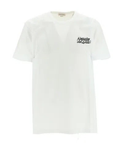 ALEXANDER MCQUEEN ALEXANDER MCQUEEN LOGO EMBROIDERED CREWNECK T-SHIRT