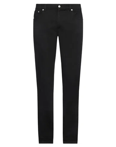 ALEXANDER MCQUEEN ALEXANDER MCQUEEN MAN JEANS BLACK SIZE 33 COTTON, ELASTANE, CALFSKIN
