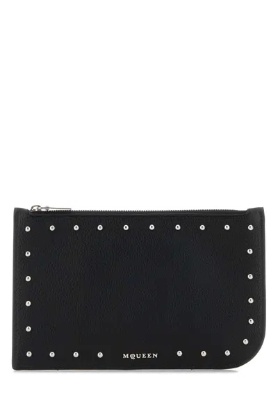 ALEXANDER MCQUEEN ALEXANDER MCQUEEN MEN BLACK LEATHER POUCH