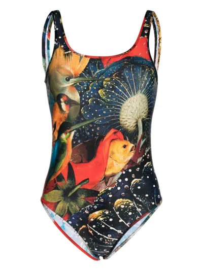 ALEXANDER MCQUEEN WOMEN MULTICOLOR ONE-PIECE PRINTED JERSEY SWIMSUIT, XS LUXURY SWIMWEAR FOR WOMEN DARVEYS