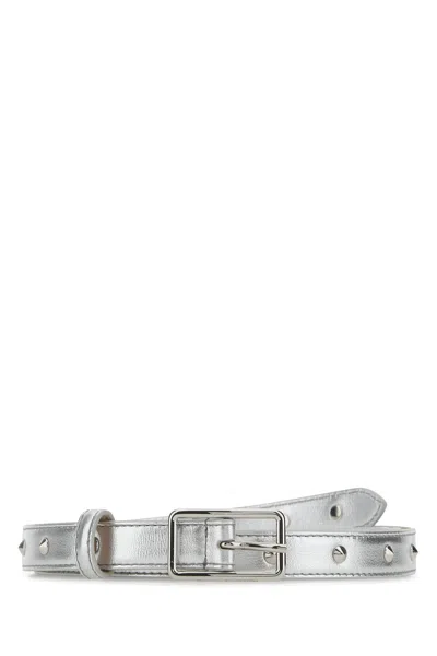 ALEXANDER MCQUEEN SILVER LEATHER BELT