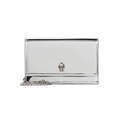ALEXANDER MCQUEEN SKULL SILVER MIRROR LEATHER MINI BAG