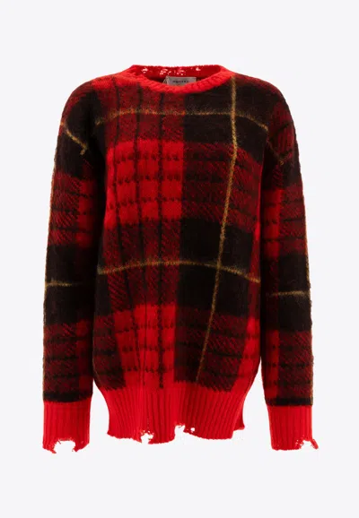 ALEXANDER MCQUEEN TARTAN DISTRESSED SWEATER