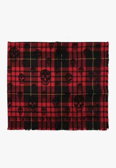 ALEXANDER MCQUEEN TARTAN SKULL WOOL SCARF