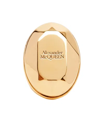 ALEXANDER MCQUEEN ALEXANDER MCQUEEN LOGO EMBOSSED FACETED RING