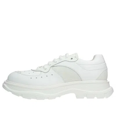 ALEXANDER MCQUEEN Alexander McQueen Tread Suede-panelled Leather Trainers 'White'