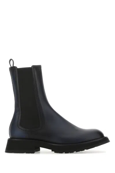 ALEXANDER MCQUEEN TWO-TONE LEATHER ANKLE BOOTS