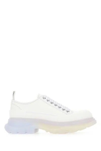 ALEXANDER MCQUEEN WOMEN WHITE CANVAS TREAD SLICK SNEAKERS, 6.5 LUXURY SNEAKERS FOR WOMEN DARVEYS
