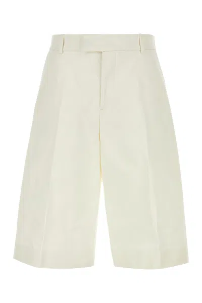 ALEXANDER MCQUEEN WHITE TWILL BERMUDA SHORTS