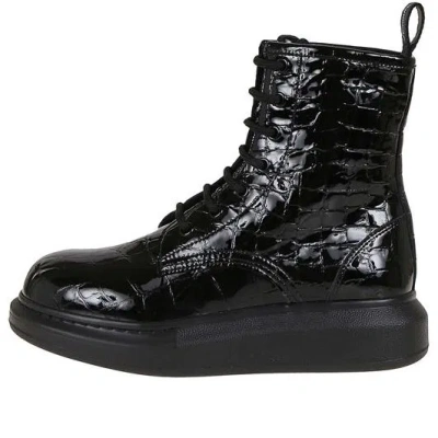 ALEXANDER MCQUEEN (WMNS) Alexander McQueen Crocodile Effect High Hybrid boots 'Black'