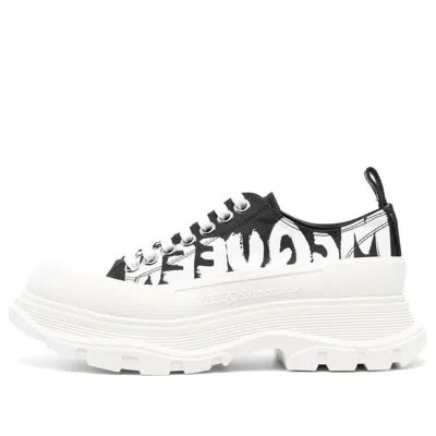 ALEXANDER MCQUEEN (WMNS) Alexander McQueen Tread Slick Low Lace Up Graffiti Shoes 'White Black'
