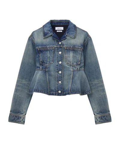 ALEXANDER MCQUEEN ALEXANDER MCQUEEN STONEWASHED DENIM PEPLUM JACKET